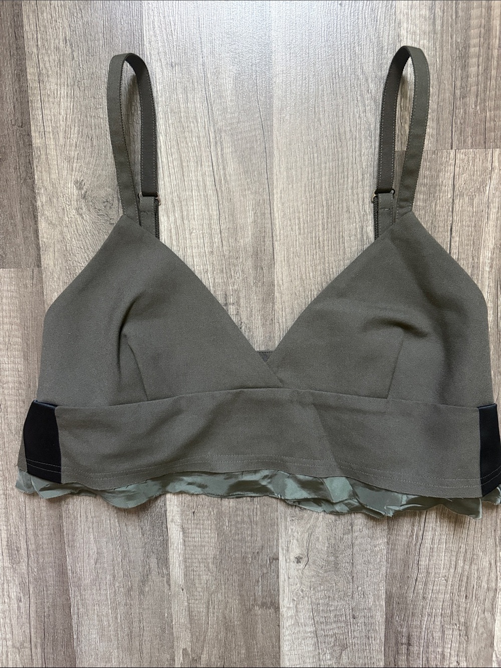 SACAI Olive Green Bralette with Adjustable Straps